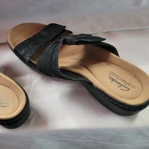 Clarks Collection Can't Wait For Summer Black Sandals LIKE NEW